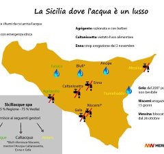 La mappa della Sicilia rimasta a secco, il viaggio dell’acqua in mano ai privati